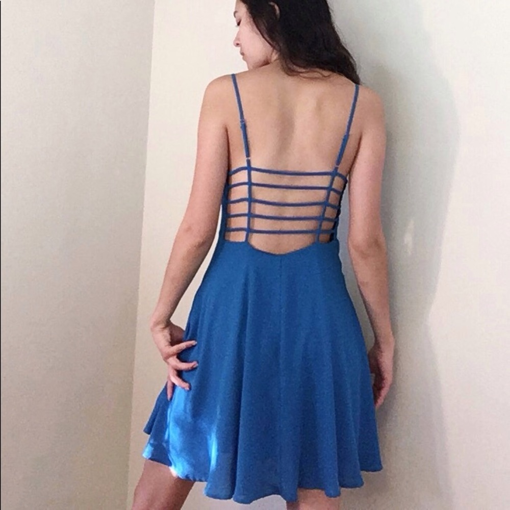 Blue Strappy Cage Dress